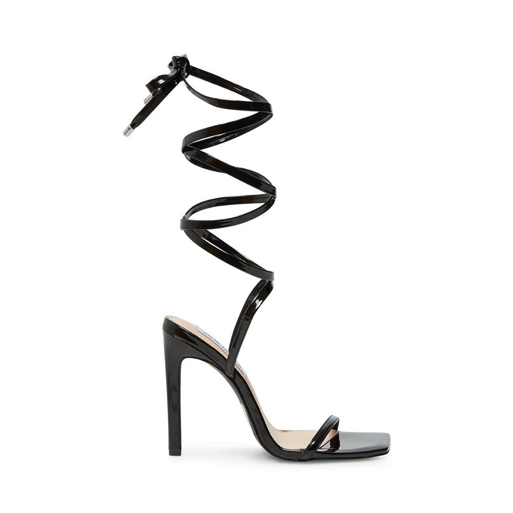 Steve Madden Gloss Black Gladiator Heels, Size 7